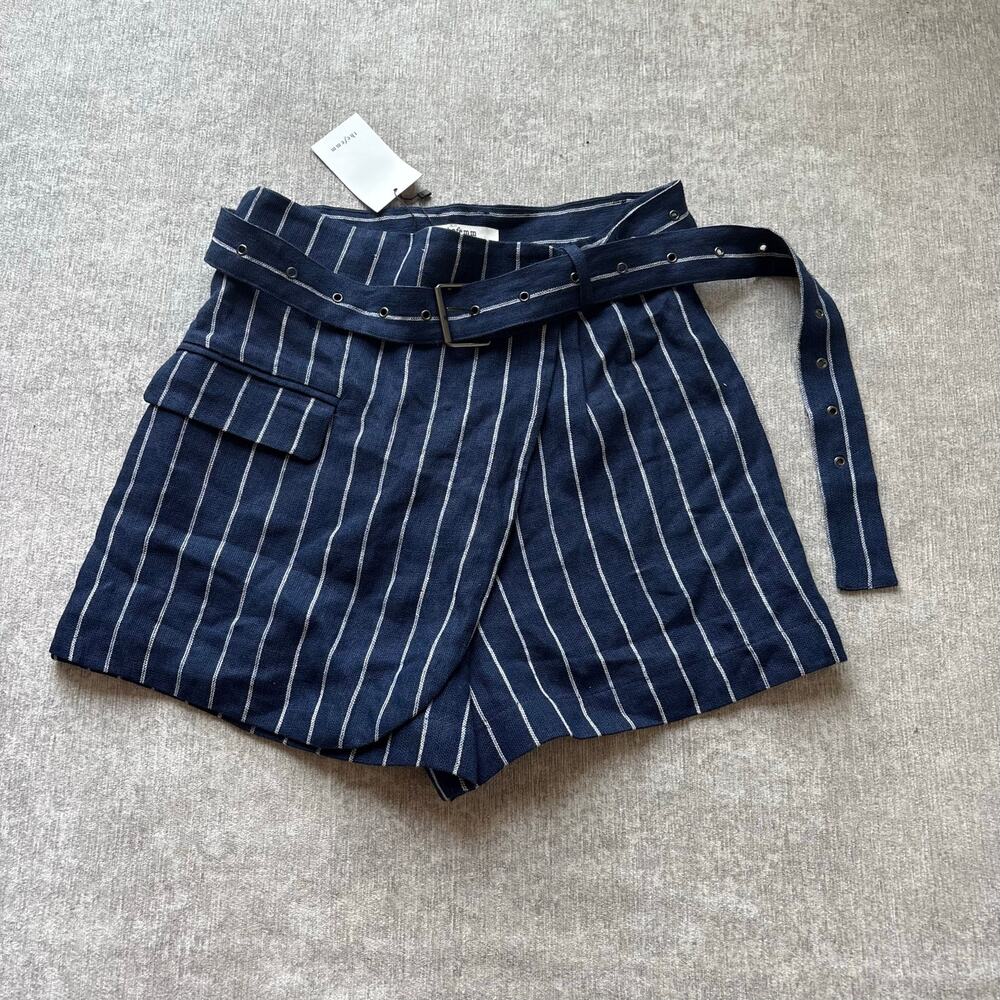 NWT Thefemm Sarrie Blue Stripe Skirt Short - Picture 2 of 6